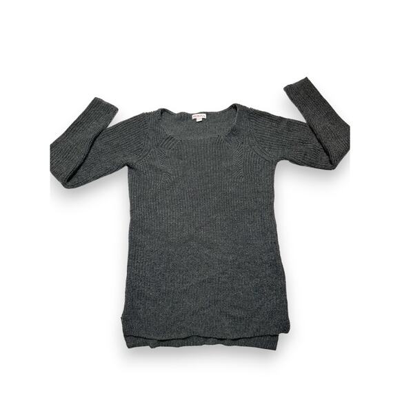 Merona Charcoal Ribbed Waffle Knit Sweater With Scoop Neck Size XS - Picture 5 of 9